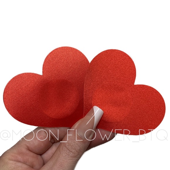 Red Heart Breast Petal Pasties Nipple Covers - Picture 6 of 10
